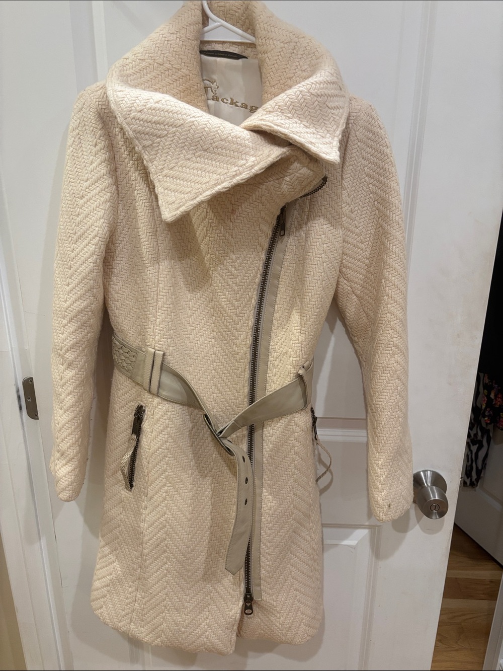 Mackage Taupe Faux Fur & Knit Long Trench Coat